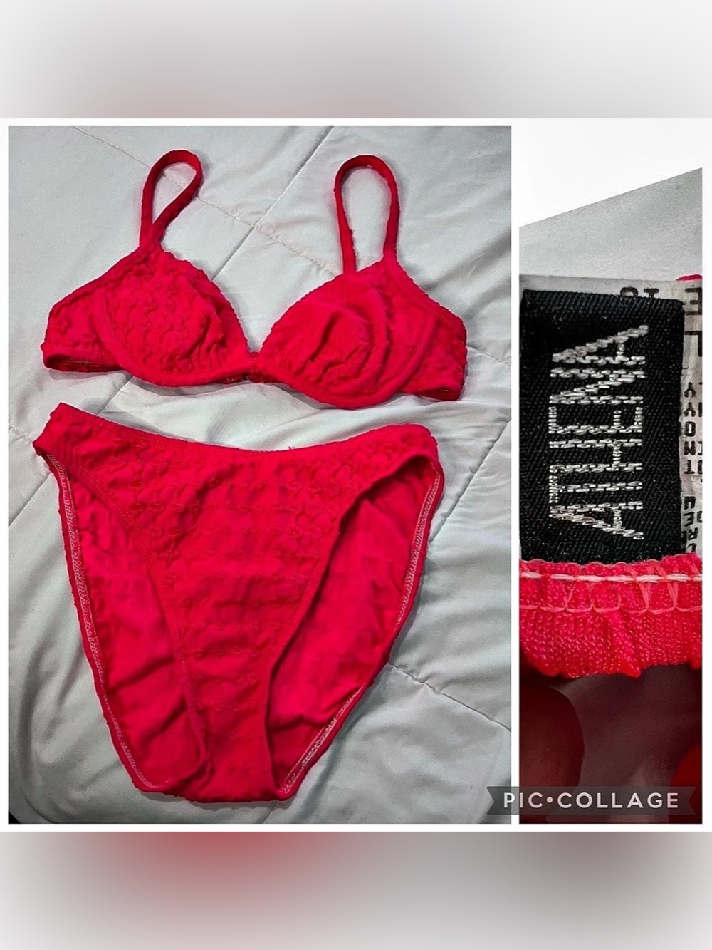 Athena textured String Bikini Floral Bikini Set Pink Size 10